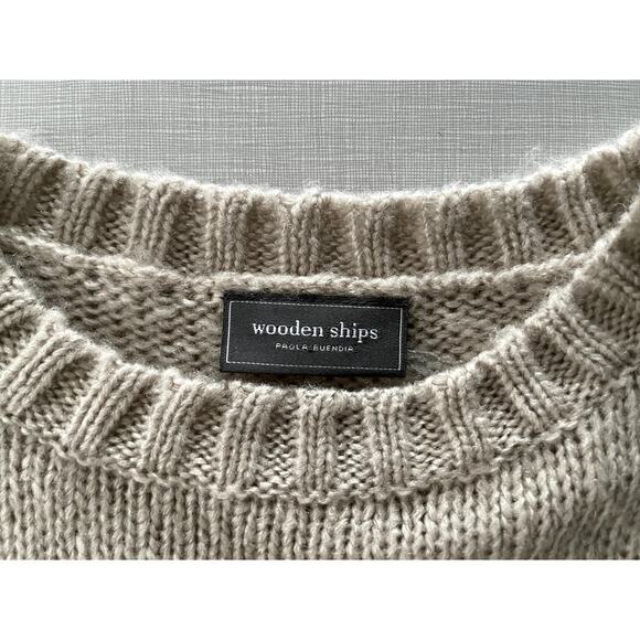 Wooden Ships Sz X/S Skull Pullover Sweater Tan Goth Edgy Punk Halloween Chunky - Picture 11 of 12